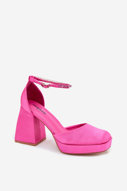 Rosa Sandalen mit Absatz und Satin-Finish Calistae