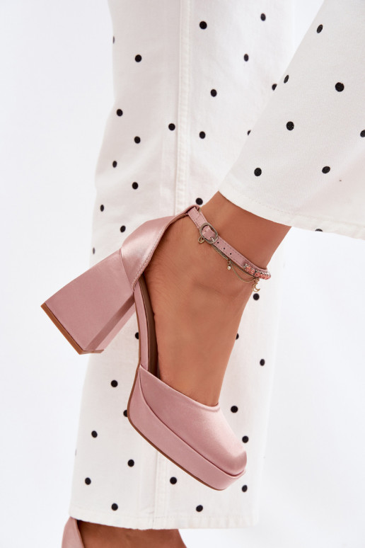 Champagne sandalen met hak en satijnen afwerking Calistae