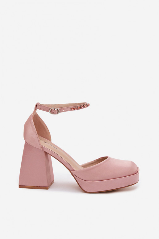 Champagne sandalen met hak en satijnen afwerking Calistae