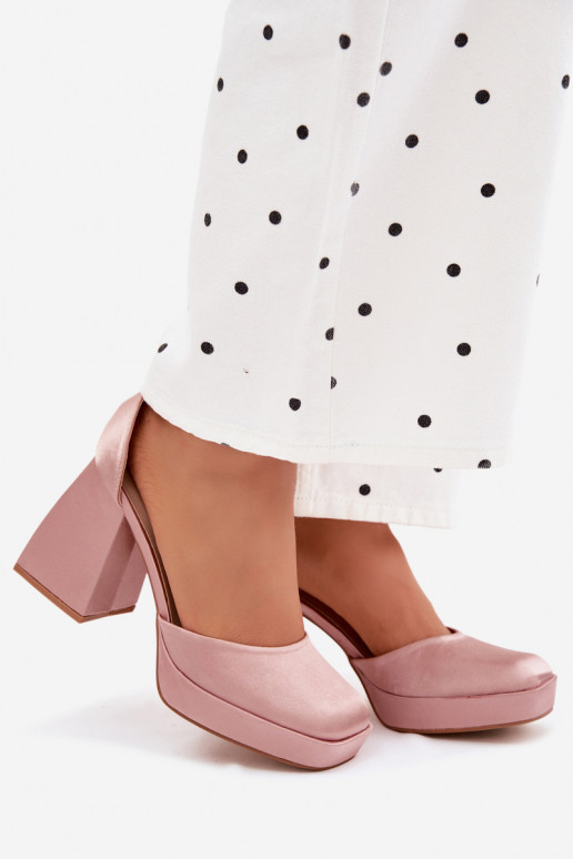 Sandales champagne à talons et finition satinée Calistae