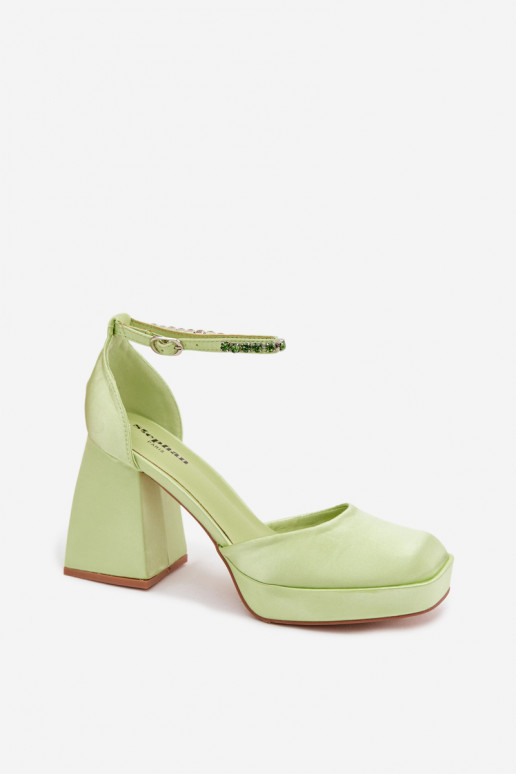 Groene sandalen met hak en satijnen afwerking Calistae