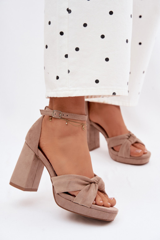 Sandales à talons hauts pour femmeImitacji en daimu beige Rosetta