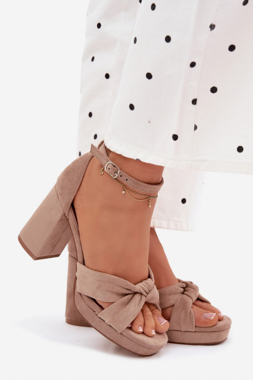 Sandales à talons hauts pour femmeImitacji en daimu beige Rosetta