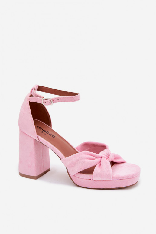 Roze hoge hak sandalen van faux suede Rosetta