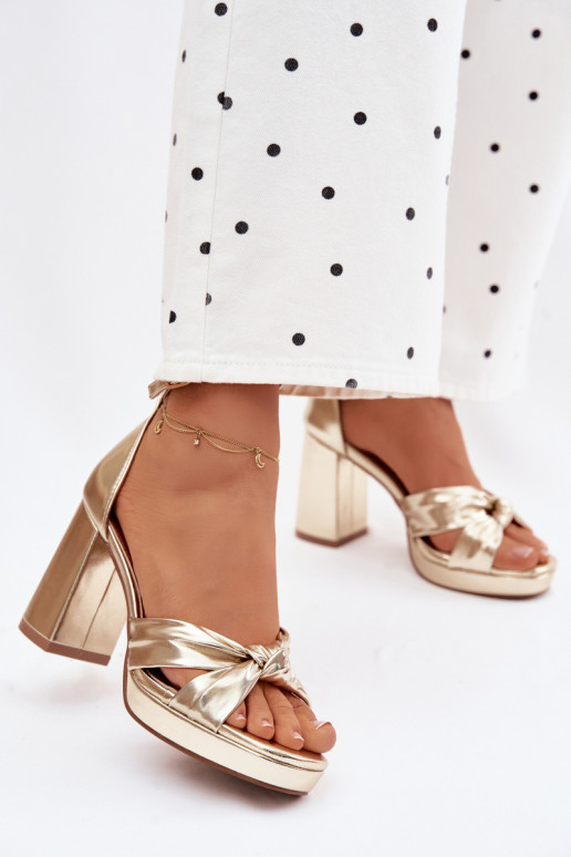 Gouden hoge hak sandalen van faux leather Rosetta