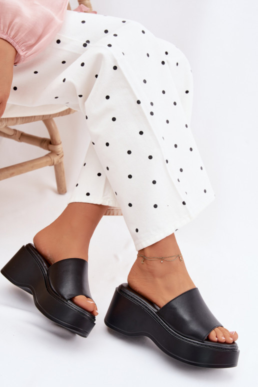 Dames zwarte platformslippers Virelia