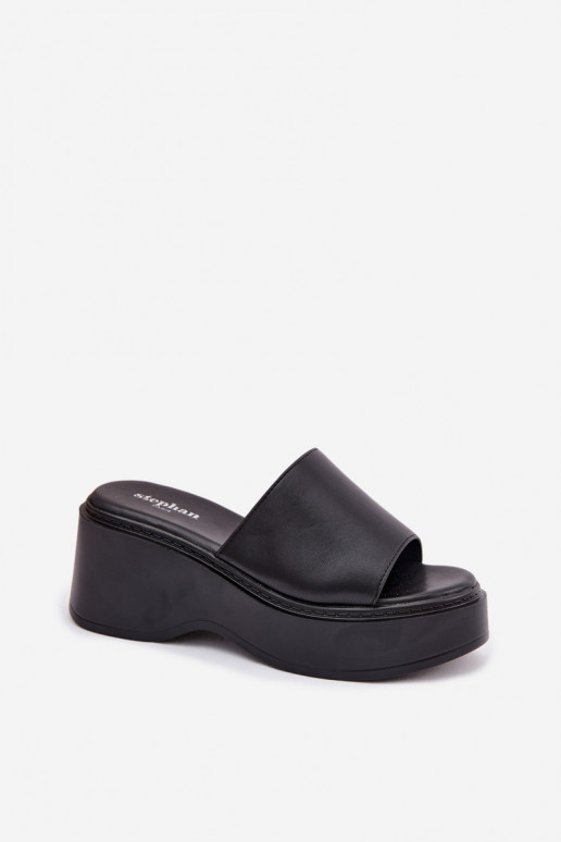 Dames zwarte platformslippers Virelia