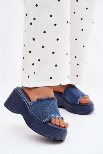 Damespantoffels met platform Denim-materialen Virelia 2