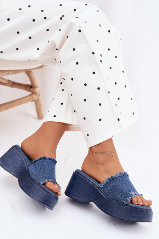 Damespantoffels met platform Denim-materialen Virelia