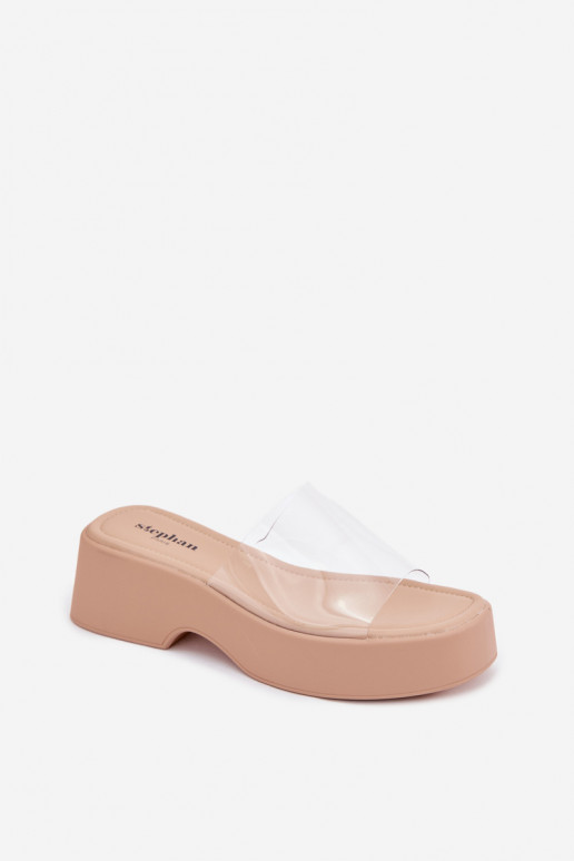Sandales à plateforme sable avec brides transparentes Selestia