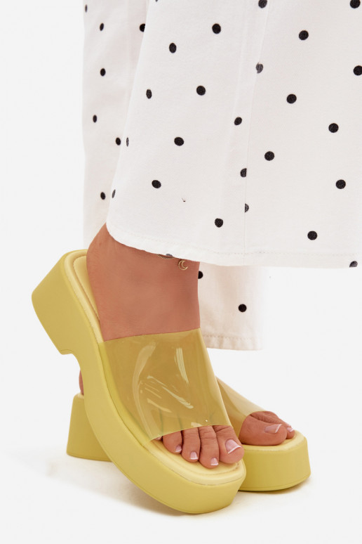 Sandales à plateforme jaunes avec brides transparentes Selestia