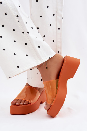 Sandales à plateforme orange avec brides transparentes Selestia 2