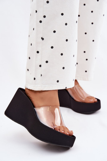 Sandales à plateforme noires avec brides transparentes Zolretia