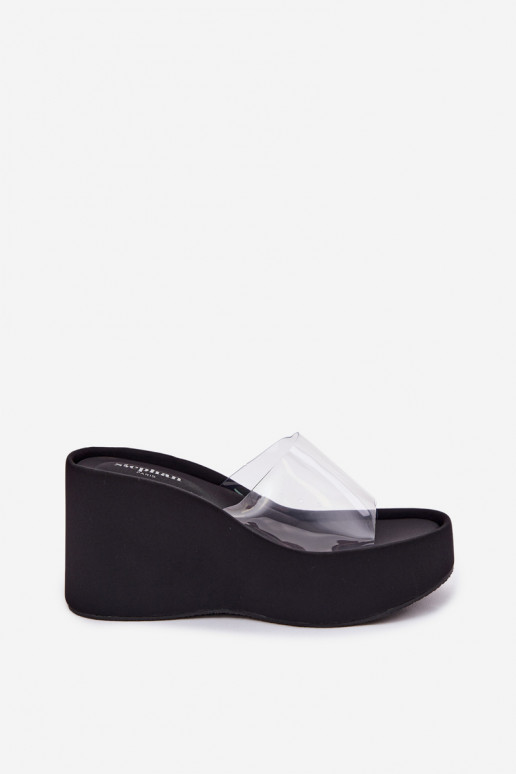 Sandales à plateforme noires avec brides transparentes Zolretia