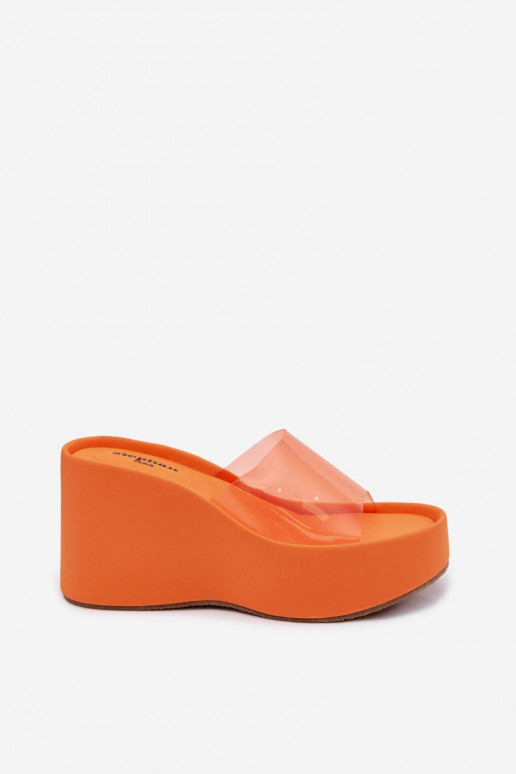 Pantoufles pour femmes avec une plateformeTransparentnym Bandesem couleur orange Zolretia