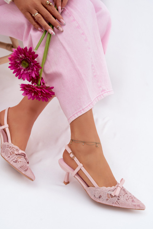 Sandales roses à lacets avec nœuds au talon Tai turiribelle