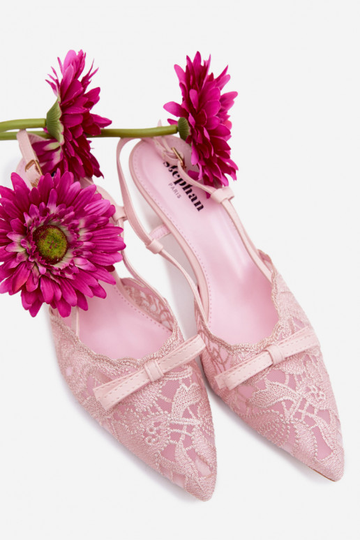 Sandalen met kant Dames Op obcasie met linten roze Het heeftribelle