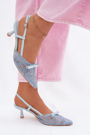 Sandalen met kant Dames Op obcasie met linten blauIn Het heeftribelle