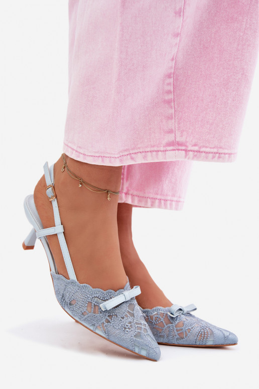 Schnürsandalen Feminin Ermöglicht obcasie mit Bändern blaue Farbe Es mussribelle