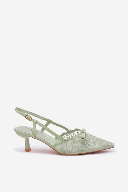 Schnürsandalen Feminin Ermöglicht obcasie mit Bändern grüne Farbe Es mussribelle