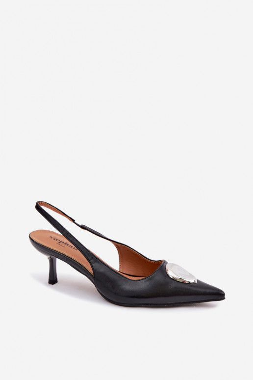 Dames zwarte sandalen met dunne hakken en decoratieve details Isadora