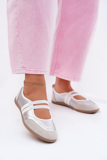 Ballerinas Sportlicher StilElastycznymi Paskami Silberfarbe Donatella 2