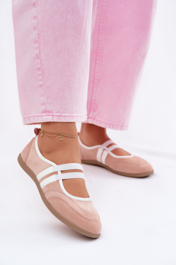Roze sportieve ballerina's met elastische banden Donatella 2