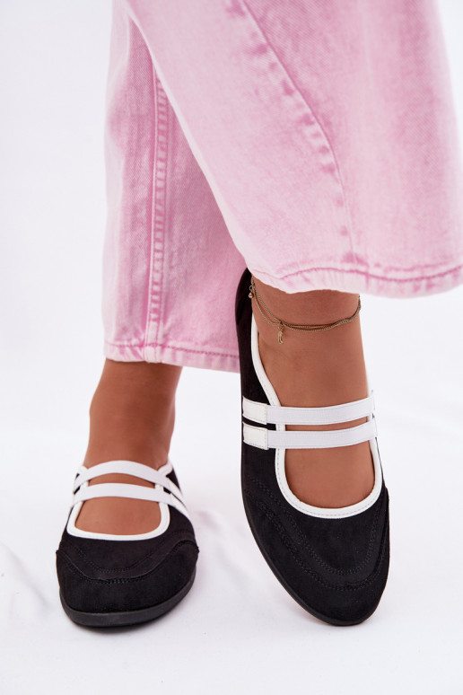 Ballerines Style sportifElastycznymi Paskami couleur noire Donatella