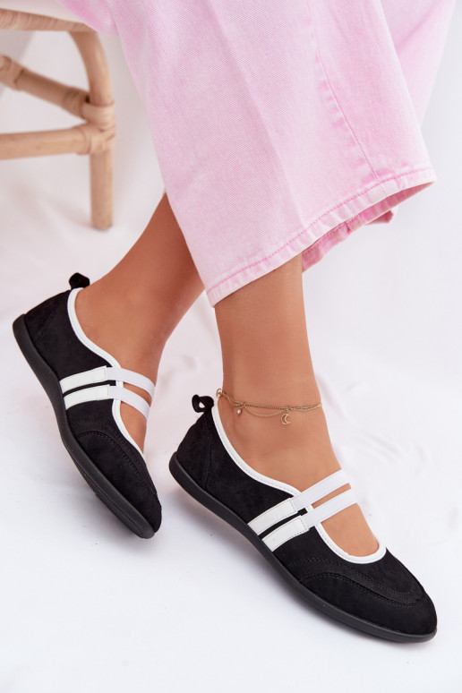 Ballerines Style sportifElastycznymi Paskami couleur noire Donatella