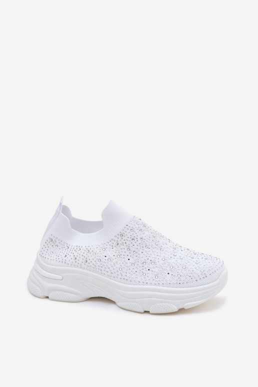 Witte dames instapsportschoenen met decoratie Melorae