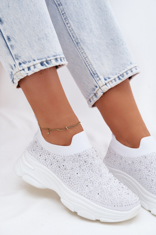 Witte dames instapsportschoenen met decoratie Melorae