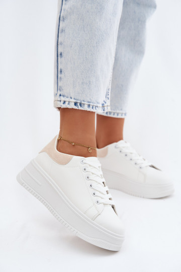 Sneakers model schoenen Dames met platformImitacji Skóry INit-beige Calinae 2
