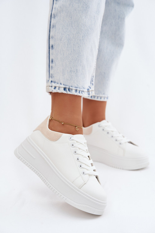Sneakers model schoenen Dames met platformImitacji Skóry INit-beige Calinae