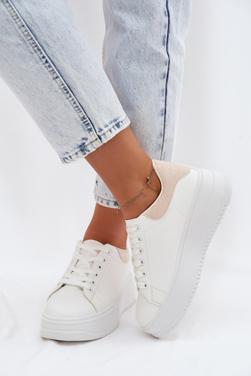 Sneakers model schoenen Dames met platformImitacji Skóry INit-beige Calinae