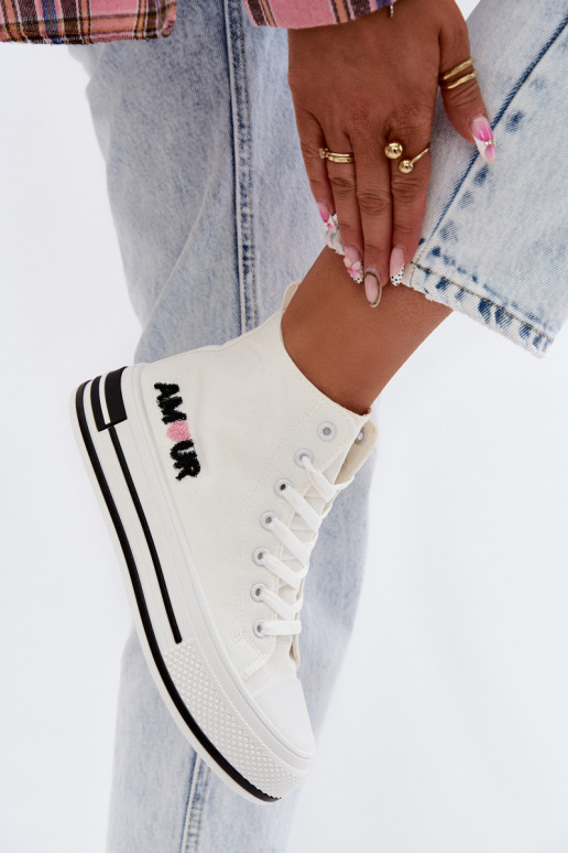 Witte hoge casual schoenen met platform Liline