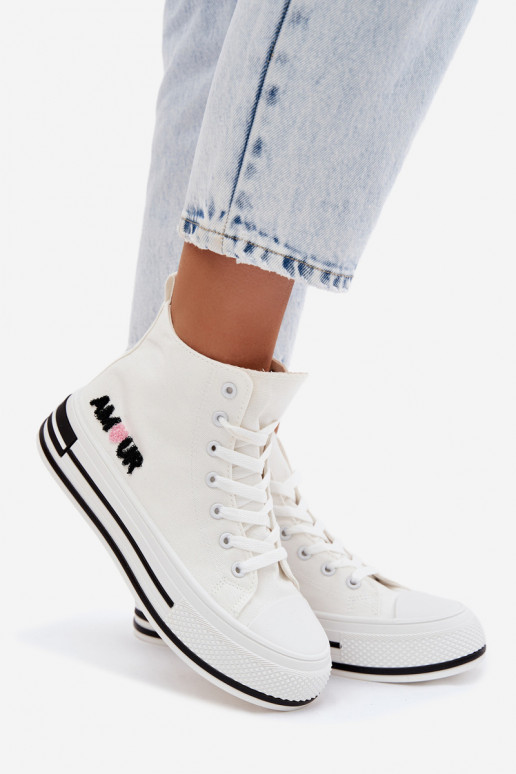 Weiße hohe Freizeitschuhe mit Plattform Liline