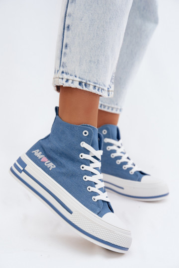 Baskets bleues montantes avec plateforme Liline 2