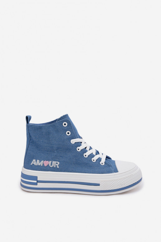 Chaussures de loisirs Grand avec une plateforme couleur bleue Liline