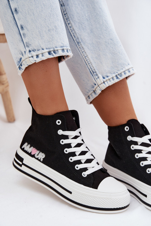 Baskets noires montantes avec plateforme Liline