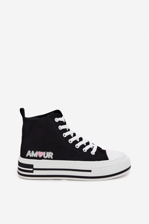 Baskets noires montantes avec plateforme Liline