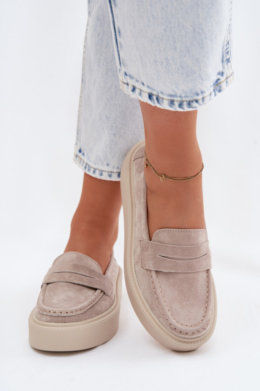 MocassinsActivéturalnego en daimu avec une plateforme Vinceza 79594 beige
