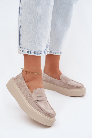 MocassinsOpturalnego van suèdeu met platform Vinceza 79594 beige 2