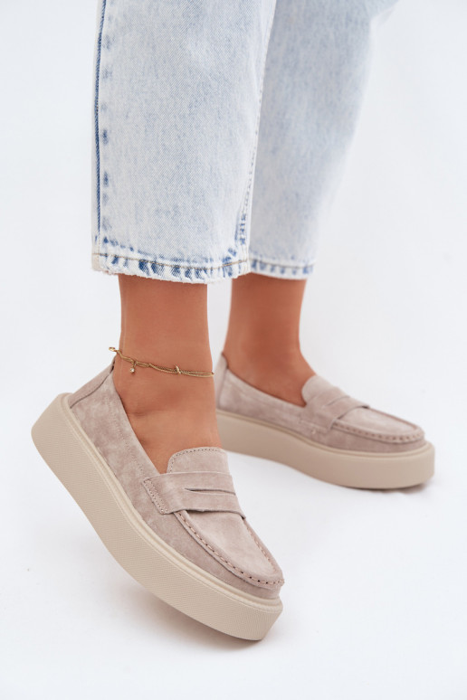 MocassinsActivéturalnego en daimu avec une plateforme Vinceza 79594 beige