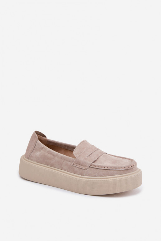 MocassinsOpturalnego van suèdeu met platform Vinceza 79594 beige