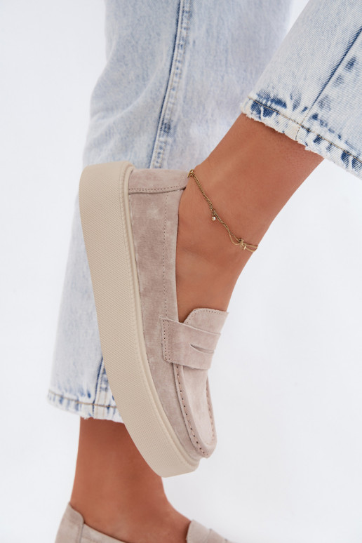 MocassinsOpturalnego van suèdeu met platform Vinceza 79594 beige