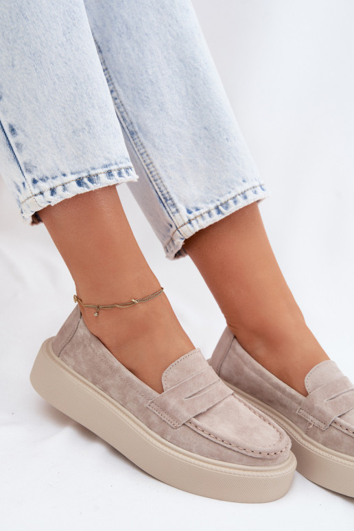 MocassinsOpturalnego van suèdeu met platform Vinceza 79594 beige