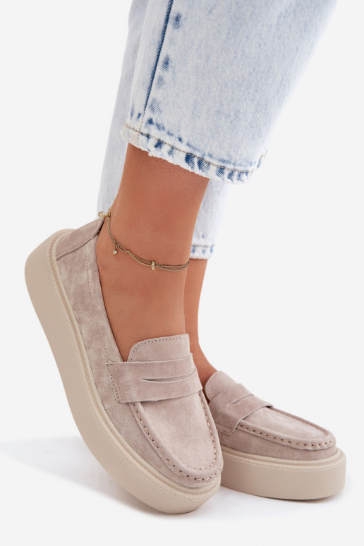 MocassinsOpturalnego van suèdeu met platform Vinceza 79594 beige