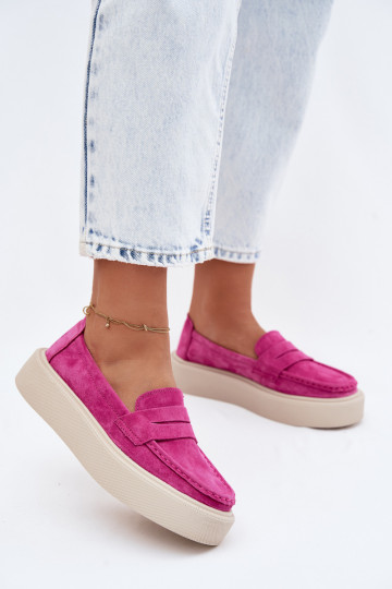 Roze faux suede platform mocassins Vinceza 79594 2