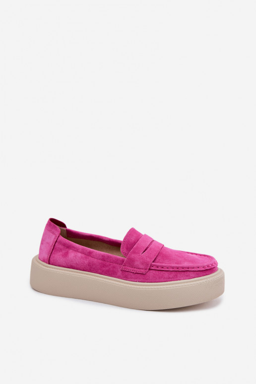 Roze faux suede platform mocassins Vinceza 79594