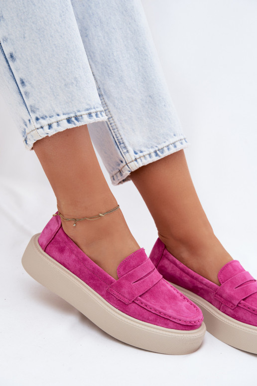 Mocassins en faux daim rose sur plateforme Vinceza 79594